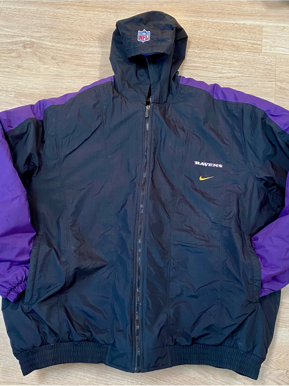 Vintage Nike Baltimore Ravens Coat Men’s 3XL Black Purple NFL Hooded Warm Jacket